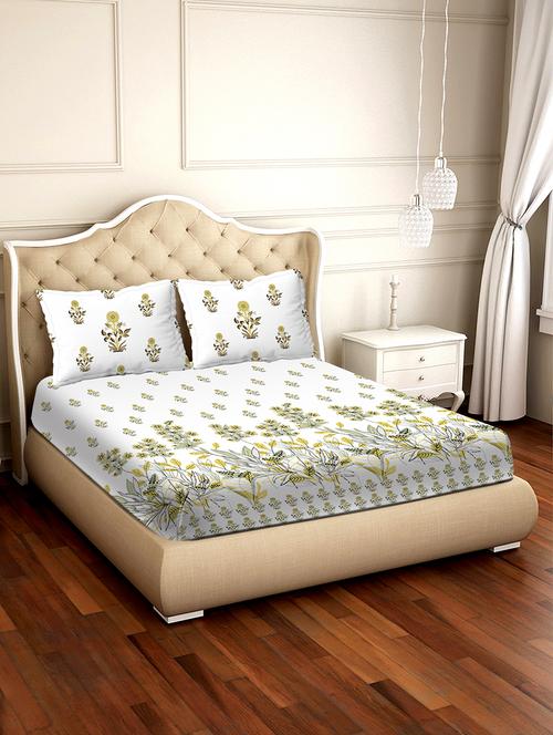 shades of shraddha double bedsheet set super king size 300 tc 100% cotton green colour - 17550725 - Standard Image - 1