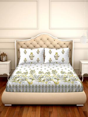 shades of shraddha double bedsheet set super king size 300 tc 100% cotton green colour - 17550725 - Standard Image - 2