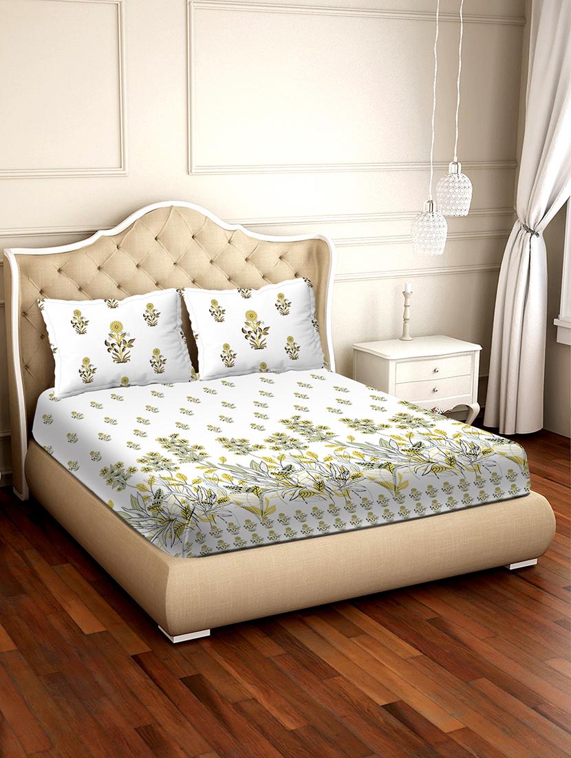 shades of shraddha double bedsheet set super king size 300 tc 100% cotton green colour - 17550725 - Zoom Image - 1