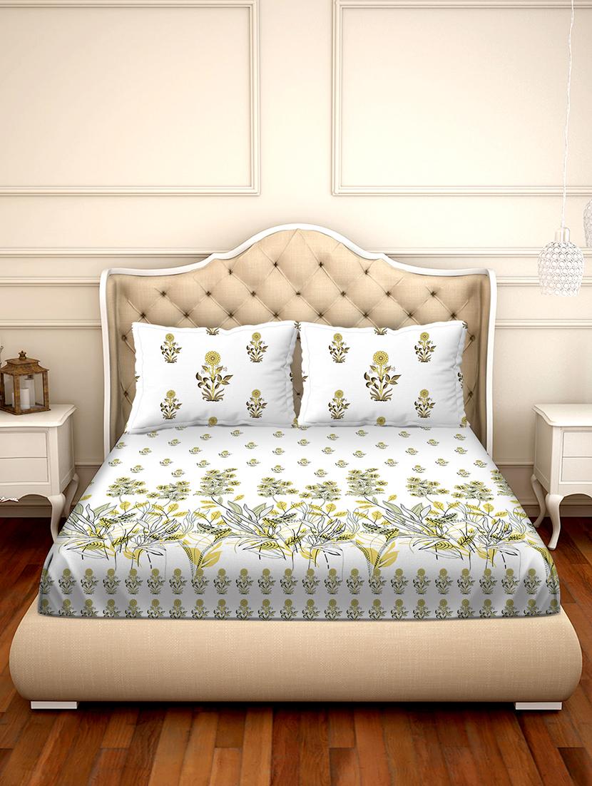 shades of shraddha double bedsheet set super king size 300 tc 100% cotton green colour - 17550725 - Zoom Image - 2