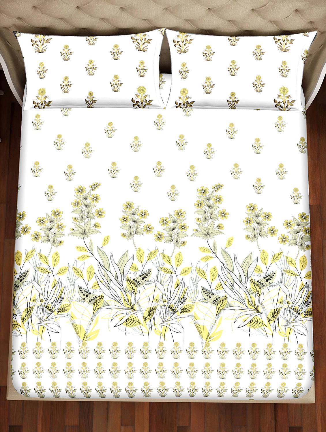 shades of shraddha double bedsheet set super king size 300 tc 100% cotton green colour - 17550725 - Zoom Image - 3