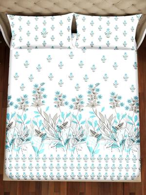 shades of shraddha double bedsheet set super king size 300 tc 100% cotton blue colour - 17550726 - Standard Image - 3