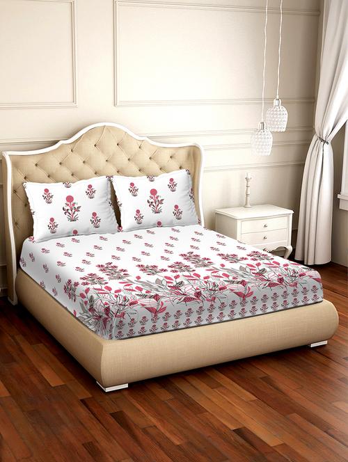 shades of shraddha double bedsheet set super king size 300 tc 100% cotton red colour - 17550727 - Standard Image - 1