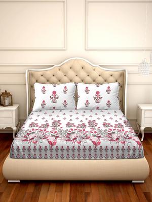 shades of shraddha double bedsheet set super king size 300 tc 100% cotton red colour - 17550727 - Standard Image - 2