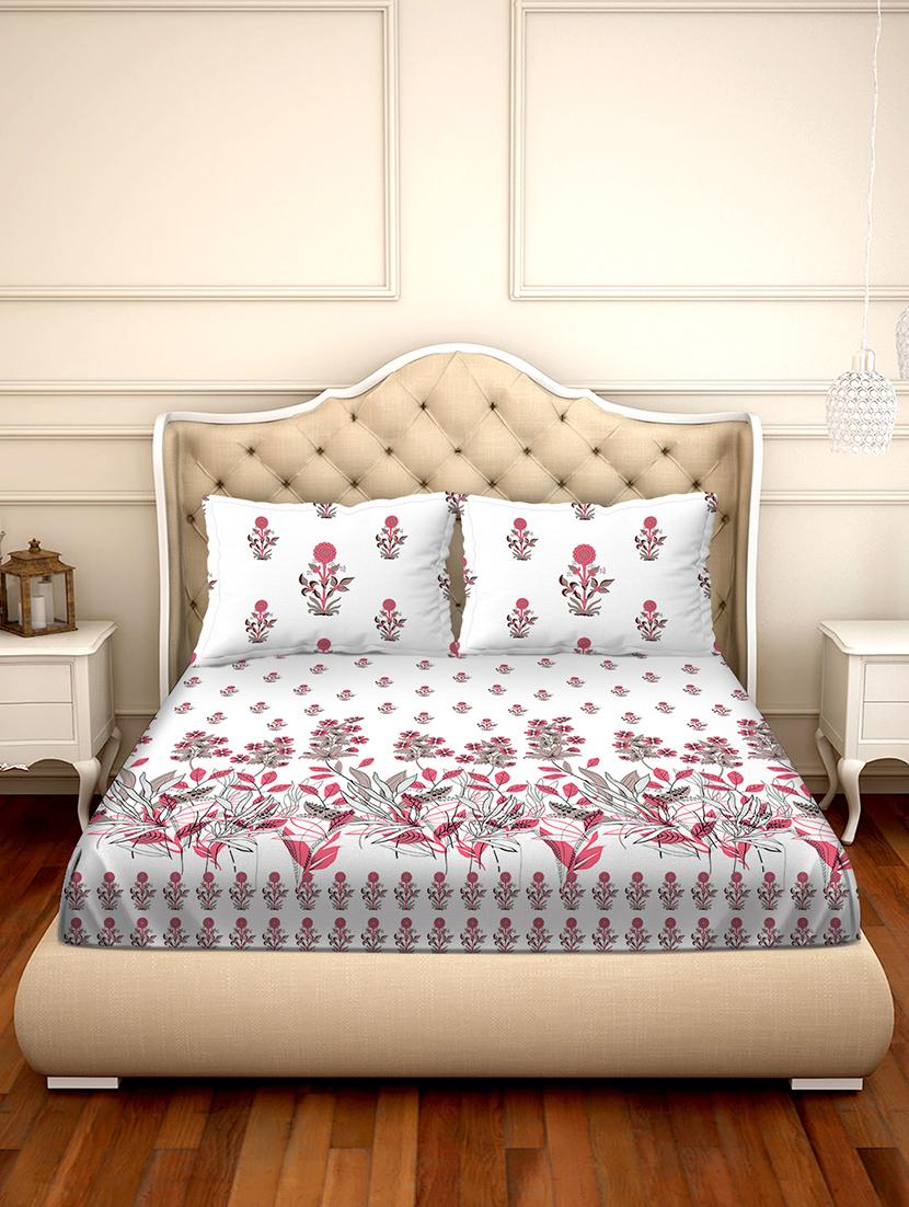 shades of shraddha double bedsheet set super king size 300 tc 100% cotton red colour - 17550727 - Zoom Image - 2