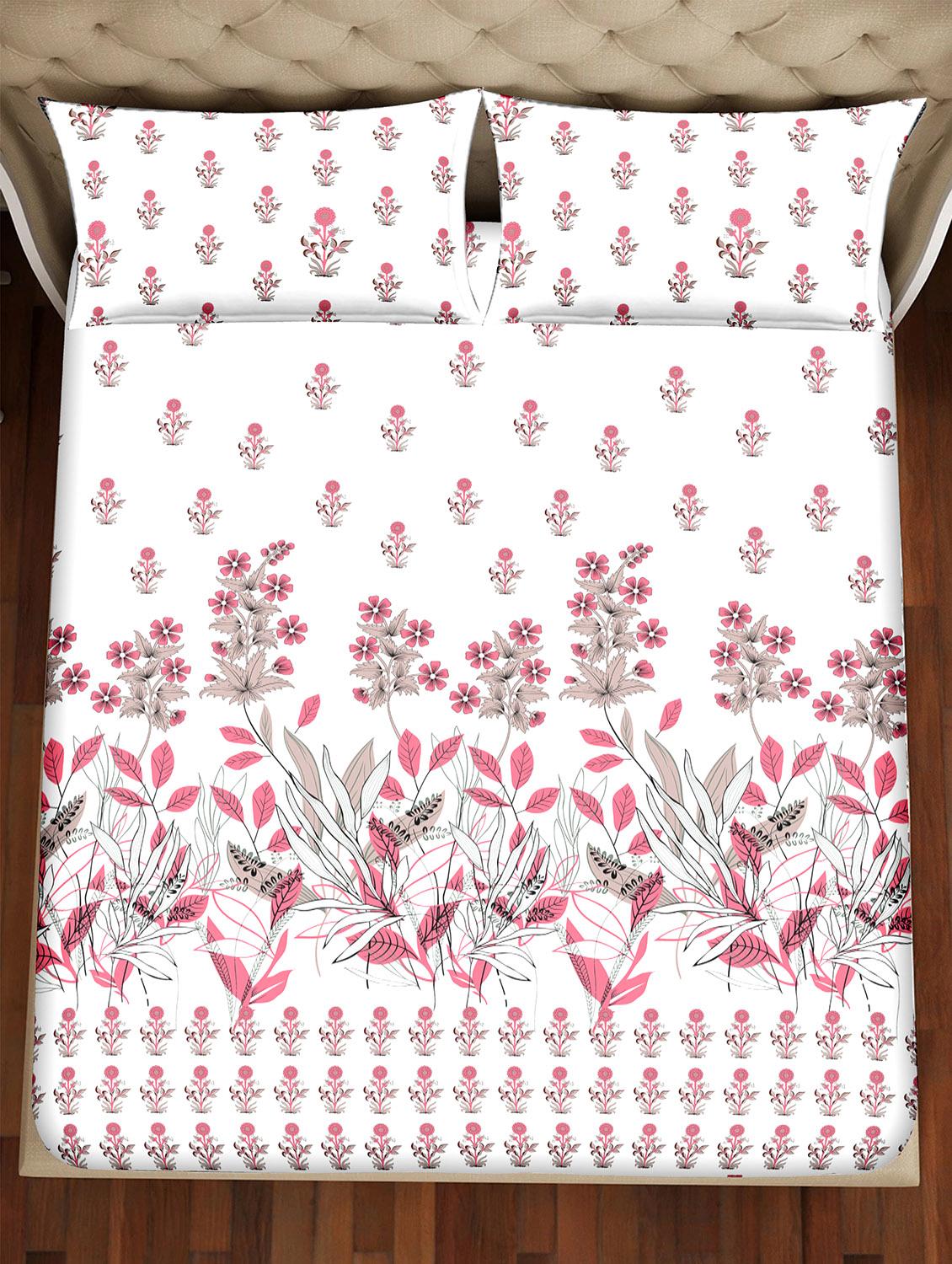 shades of shraddha double bedsheet set super king size 300 tc 100% cotton red colour - 17550727 - Zoom Image - 3