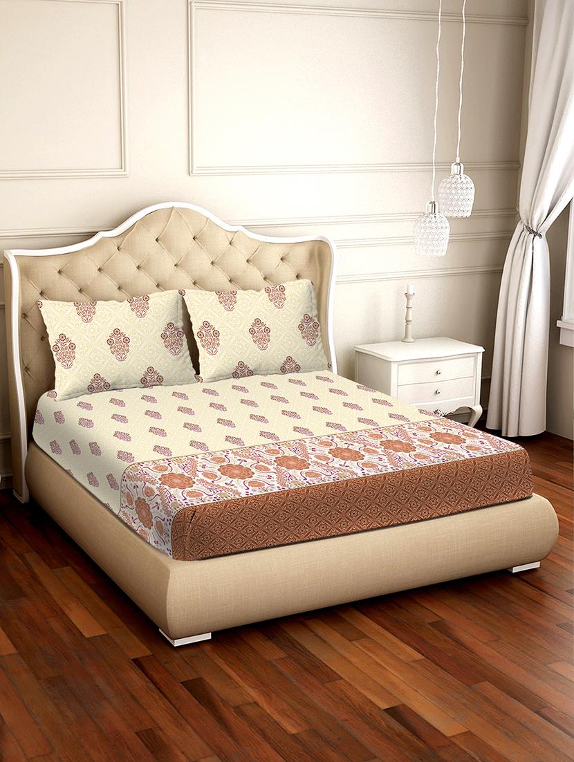 shades of shraddha double bedsheet set super king size 300 tc 100% cotton orange colour - 17550730 - Zoom Image - 1