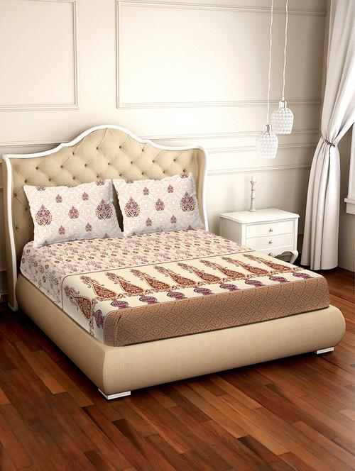 shades of shraddha double bedsheet set super king size 300 tc 100% cotton brown colour - 17550733 - Standard Image - 1
