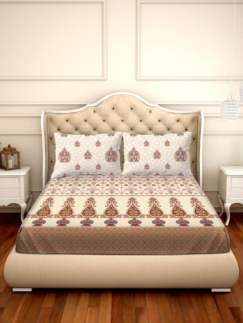 shades of shraddha double bedsheet set super king size 300 tc 100% cotton brown colour - 17550733 - Zoom Image - 2