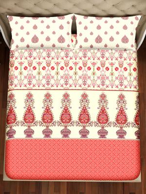shades of shraddha double bedsheet set super king size 300 tc 100% cotton red colour - 17550734 - Standard Image - 3