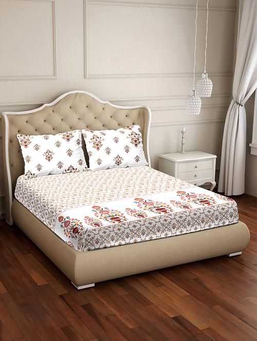 shades of shraddha double bedsheet set super king size 300 tc 100% cotton red colour - 17550736 - Standard Image - 1