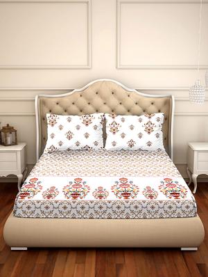 shades of shraddha double bedsheet set super king size 300 tc 100% cotton red colour - 17550736 - Standard Image - 2