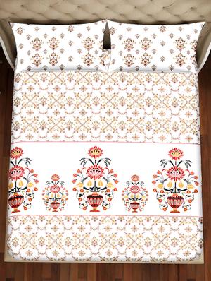 shades of shraddha double bedsheet set super king size 300 tc 100% cotton red colour - 17550736 - Standard Image - 3