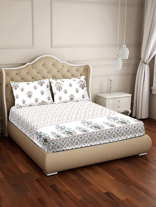 shades of shraddha double bedsheet set super king size 300 tc 100% cotton blue colour - 17550738 - Standard Image - 1