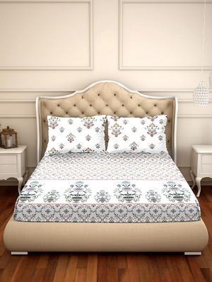 shades of shraddha double bedsheet set super king size 300 tc 100% cotton blue colour - 17550738 - Standard Image - 2