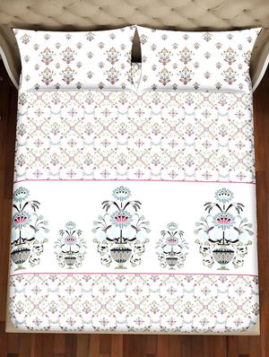 shades of shraddha double bedsheet set super king size 300 tc 100% cotton blue colour - 17550738 - Standard Image - 3