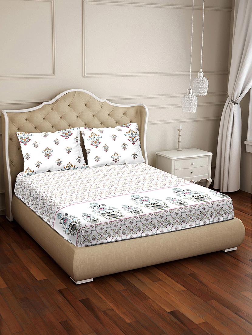 shades of shraddha double bedsheet set super king size 300 tc 100% cotton blue colour - 17550738 - Zoom Image - 1