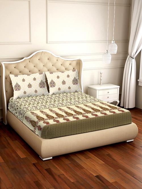 shades of shraddha double bedsheet set super king size 300 tc 100% cotton green colour - 17550739 - Standard Image - 1