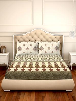 shades of shraddha double bedsheet set super king size 300 tc 100% cotton green colour - 17550739 - Standard Image - 2