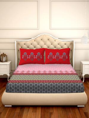 shades of shraddha double bedsheet set super king size 300 tc 100% cotton pink colour - 17550740 - Standard Image - 2