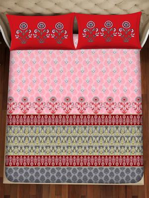 shades of shraddha double bedsheet set super king size 300 tc 100% cotton pink colour - 17550740 - Standard Image - 3