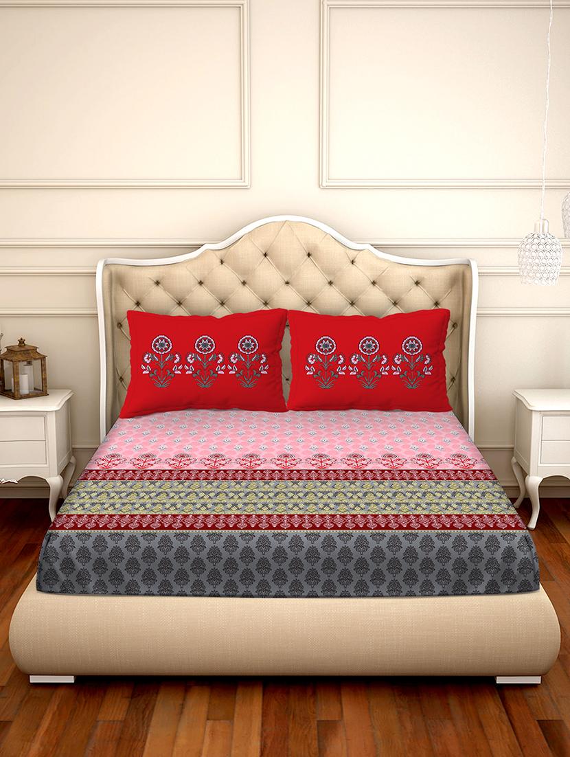 shades of shraddha double bedsheet set super king size 300 tc 100% cotton pink colour - 17550740 - Zoom Image - 2
