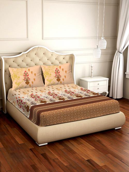 shades of shraddha double bedsheet set super king size 300 tc 100% cotton brown colour - 17550743 - Standard Image - 1