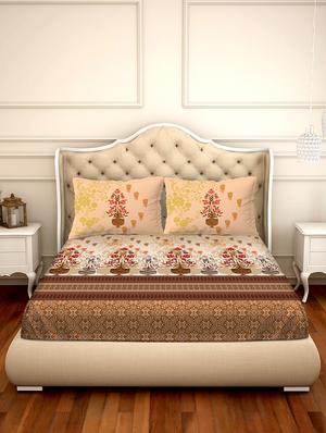 shades of shraddha double bedsheet set super king size 300 tc 100% cotton brown colour - 17550743 - Standard Image - 2
