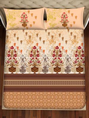 shades of shraddha double bedsheet set super king size 300 tc 100% cotton brown colour - 17550743 - Standard Image - 3