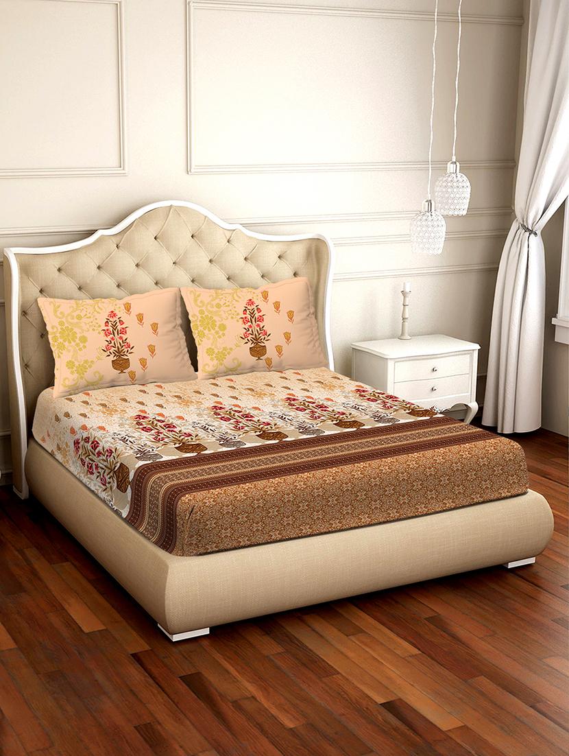shades of shraddha double bedsheet set super king size 300 tc 100% cotton brown colour - 17550743 - Zoom Image - 1