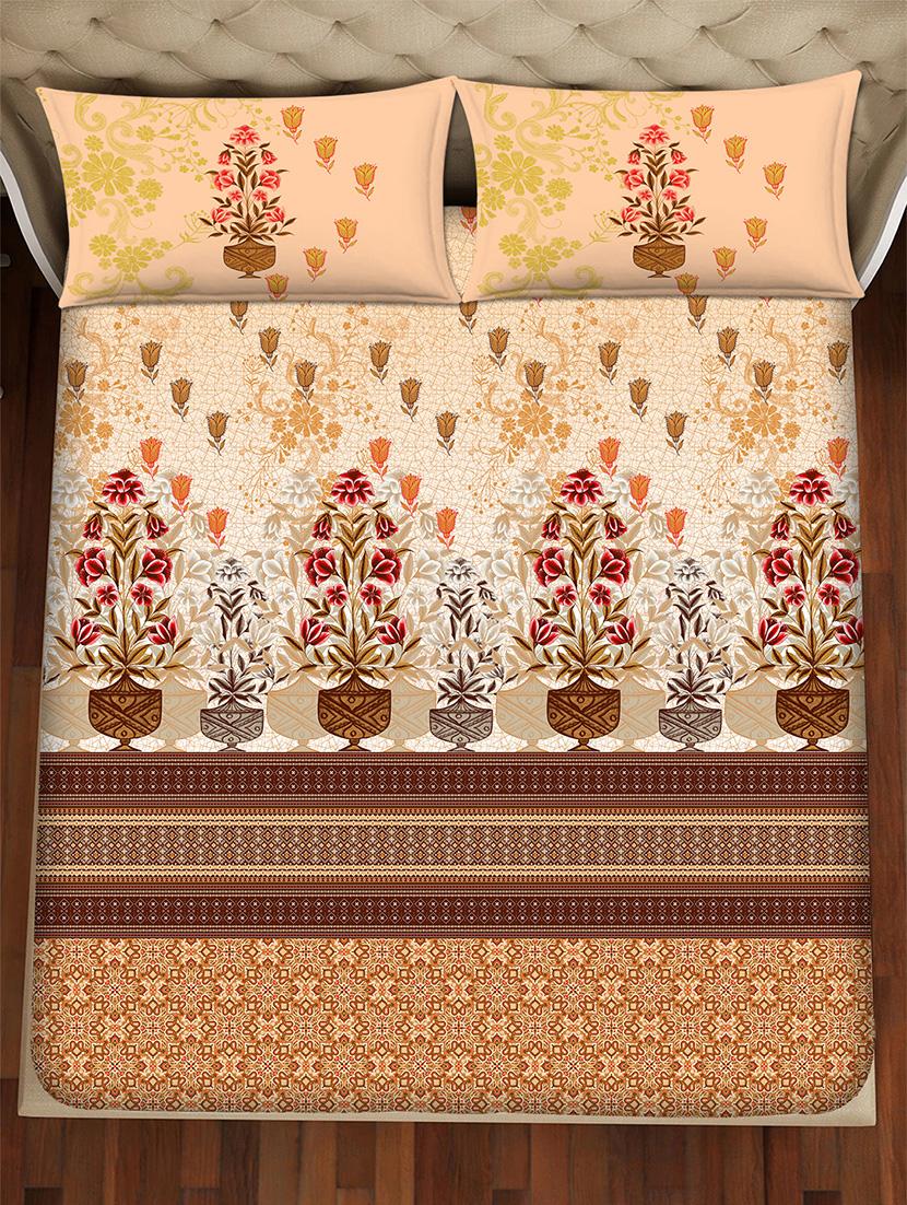 shades of shraddha double bedsheet set super king size 300 tc 100% cotton brown colour - 17550743 - Zoom Image - 3