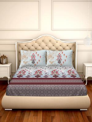 shades of shraddha double bedsheet set super king size 300 tc 100% cotton grey colour - 17550744 - Standard Image - 2