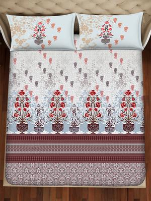 shades of shraddha double bedsheet set super king size 300 tc 100% cotton grey colour - 17550744 - Standard Image - 3