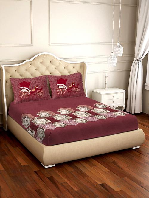 shades of shraddha double bedsheet set super king size 300 tc 100% cotton pink colour - 17550748 - Standard Image - 1
