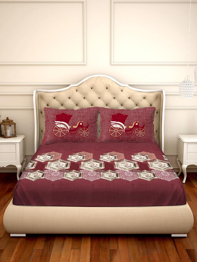 shades of shraddha double bedsheet set super king size 300 tc 100% cotton pink colour - 17550748 - Zoom Image - 2