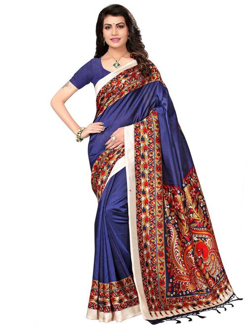 floral printed saree with blouse - 17550756 - Very Small Image - 1