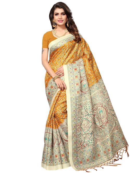 floral printed saree with blouse - 17550759 - Very Small Image - 1