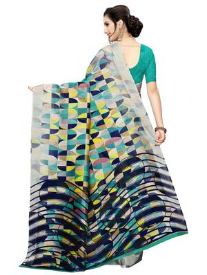 abstract printed saree with blouse - 17550761 - Standard Image - 2