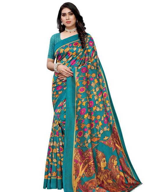 floral printed saree with blouse - 17550766 - Standard Image - 1