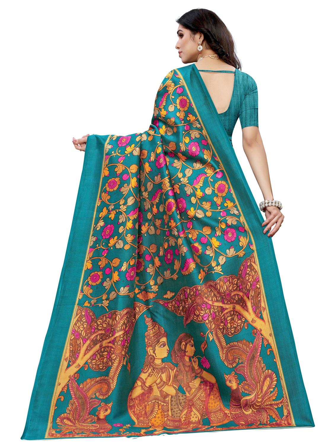 floral printed saree with blouse - 17550766 - Zoom Image - 2