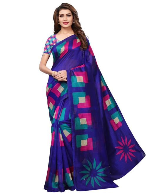 geometric printed saree with blouse - 17550767 - Standard Image - 1