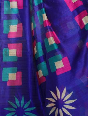 geometric printed saree with blouse - 17550767 - Standard Image - 3