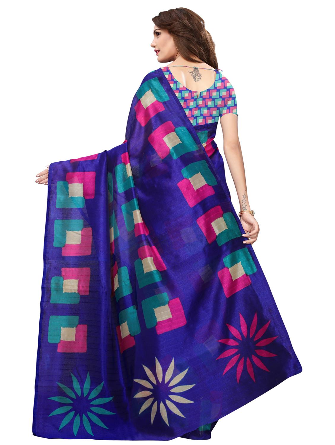 geometric printed saree with blouse - 17550767 - Zoom Image - 2