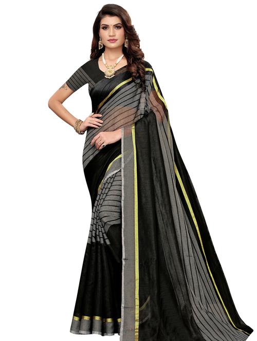 striped printed saree with blouse - 17550768 - Standard Image - 1