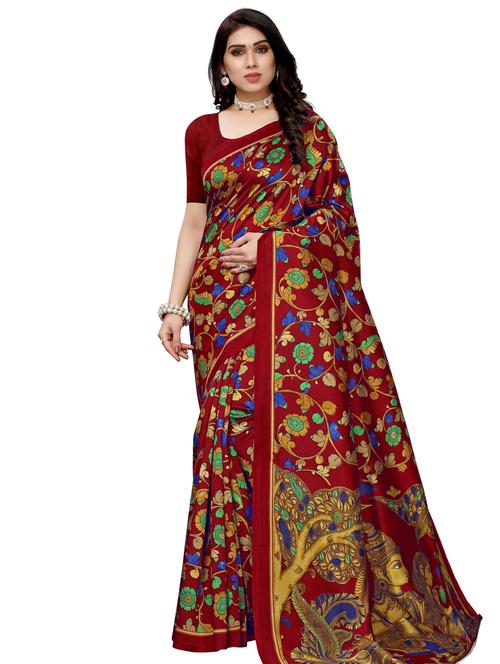 floral printed saree with blouse - 17550770 - Standard Image - 1