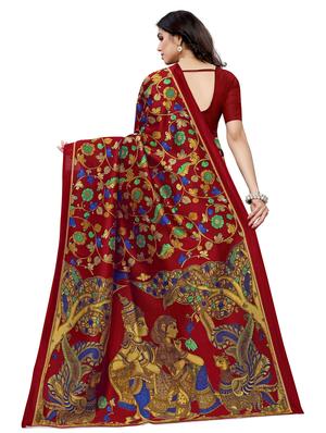 floral printed saree with blouse - 17550770 - Standard Image - 2