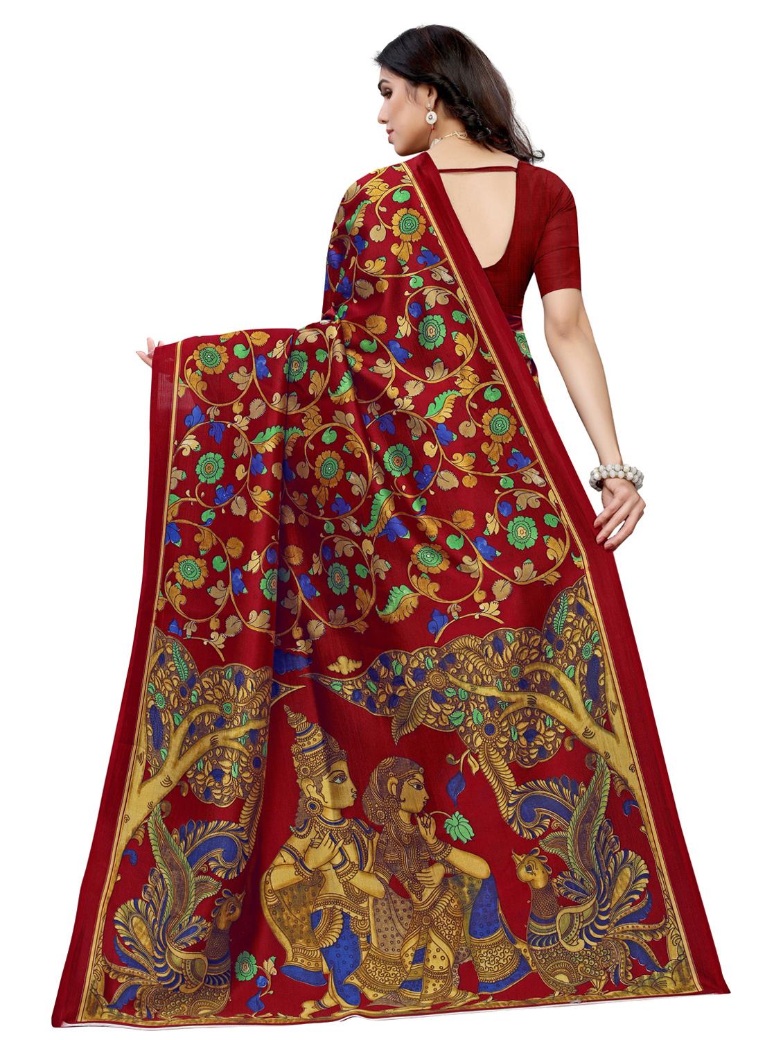 floral printed saree with blouse - 17550770 - Zoom Image - 2