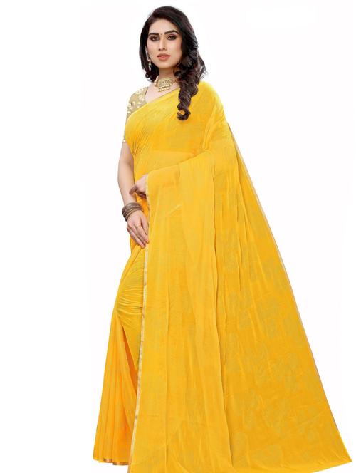 lace bordered solid saree with blouse - 17550777 - Very Small Image - 1