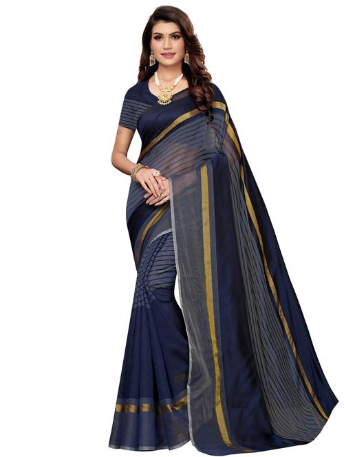 stripe printed saree with blouse - 17550788 - Standard Image - 1