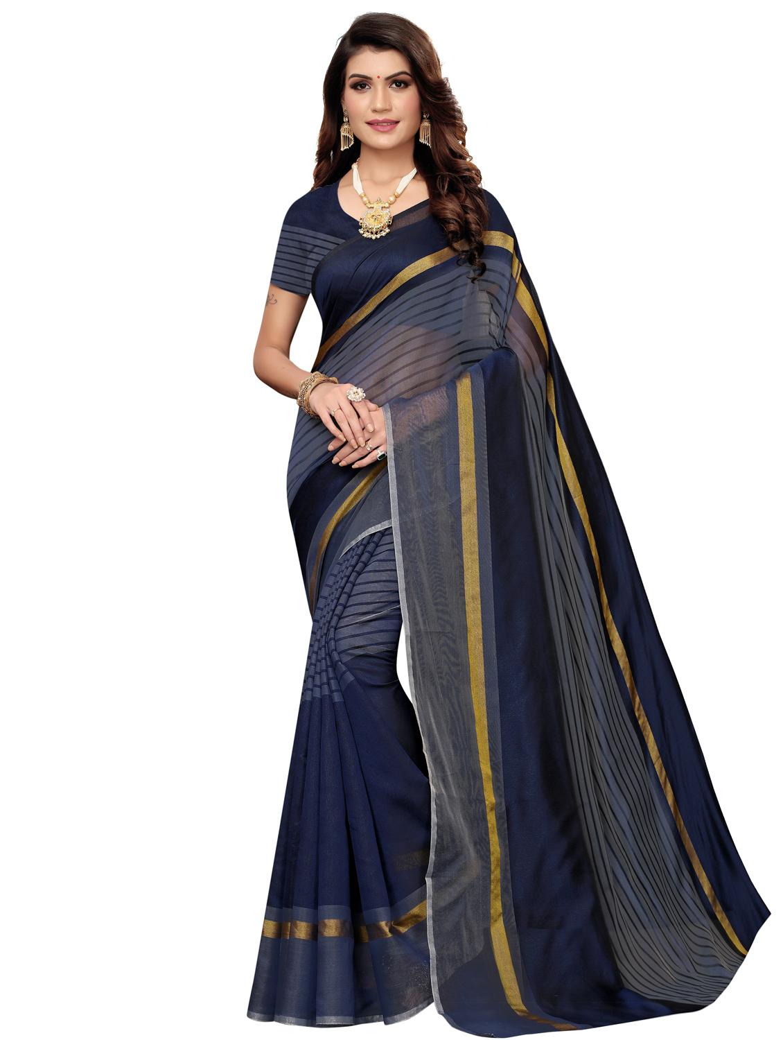 stripe printed saree with blouse - 17550788 - Zoom Image - 1
